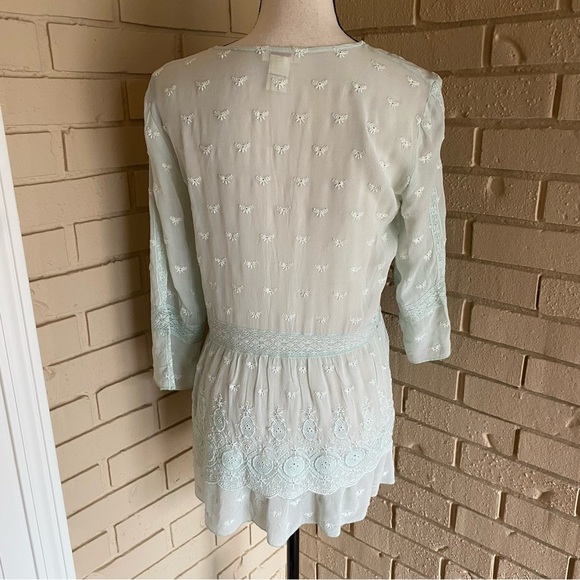 Sundance Womens Blouse Top Silk Eyelet Button Up 3/4 Sleeve Boho Cottagecore S - Picture 4 of 9